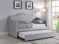 Elmore - Upholstered Twin Daybed With Trundle - Light Gray