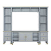 House Marchese - Entertainment Center - Gold Trim & Pearl Gray