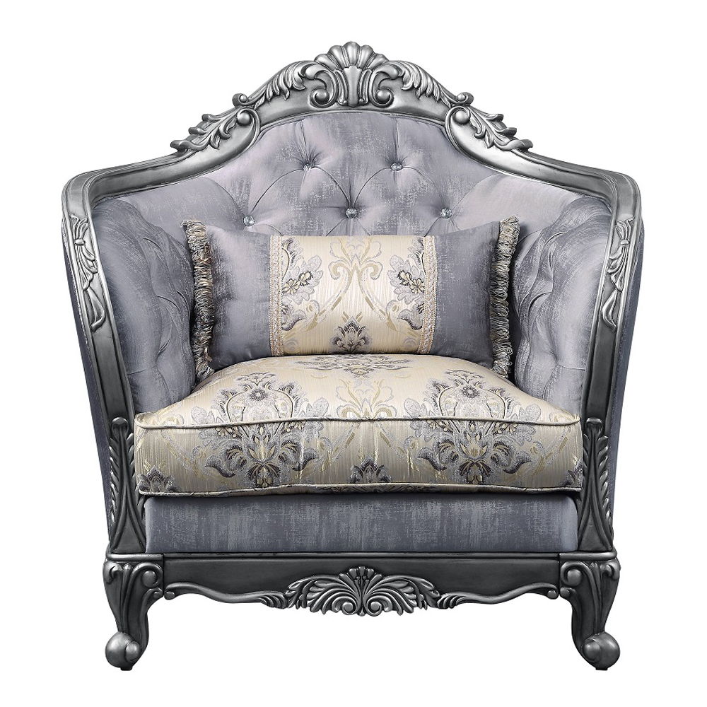 Ariadne - Chair With Pillow - Fabric & Platinum