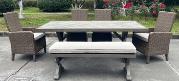 Laguna Heights - Rectangular Dining Table With Umbrella Option - Beige