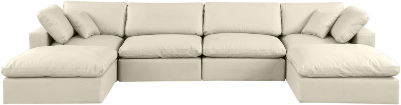 Comfy - 6 Piece Faux Leather Modular Double Chaise Sectional