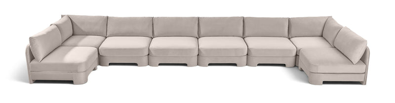 Hammond - Velvet Performance Fabric Upholstered 8 Piece U-Shaped Armless Sectional - Beige
