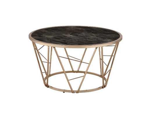 Cicatrix - Coffee Table - Faux Black Marble Glass & Champagne Finish