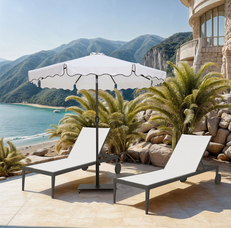 aluminum patio umbrella pole Tuffbrella 10ft w/ Fiberglass Ribs The Above resistant but not waterproof Amalfi Fabric with Piping /