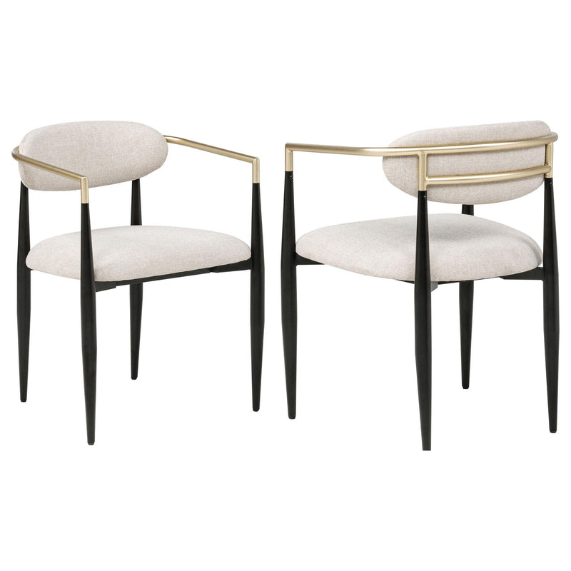 Bradbury Fabric Upholstered Dining Arm Chair Beige (Set of 2)