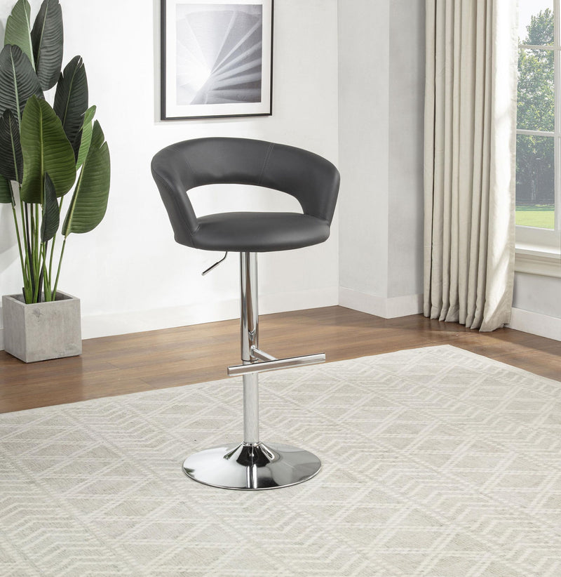 Travia Adjustable Leatherette Swivel Bar Stool Grey and Chrome