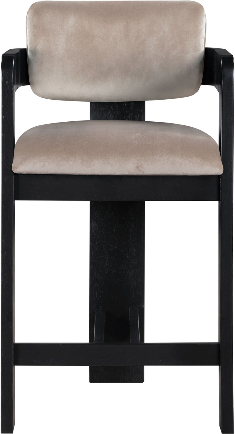 Sacha - Velvet Stool With Black Base