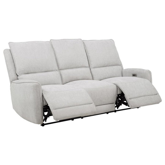 Sylmar - Chenille Upholstered Power Reclining Sofa - Dove Gray