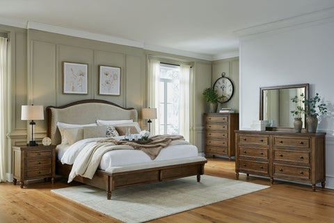 Dark Brown / 5 Pc. Bed, Dresser, Mirror / King