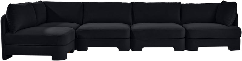 Hammond - Velvet Performance Fabric Upholstered 5 Piece L-Shaped Sectional