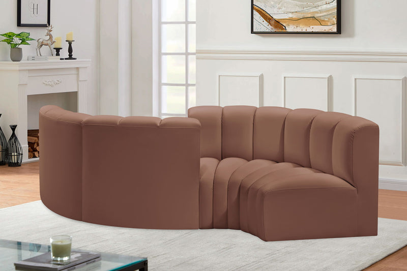 Arc - Faux Leather 4 Piece Curved Modular Sofa