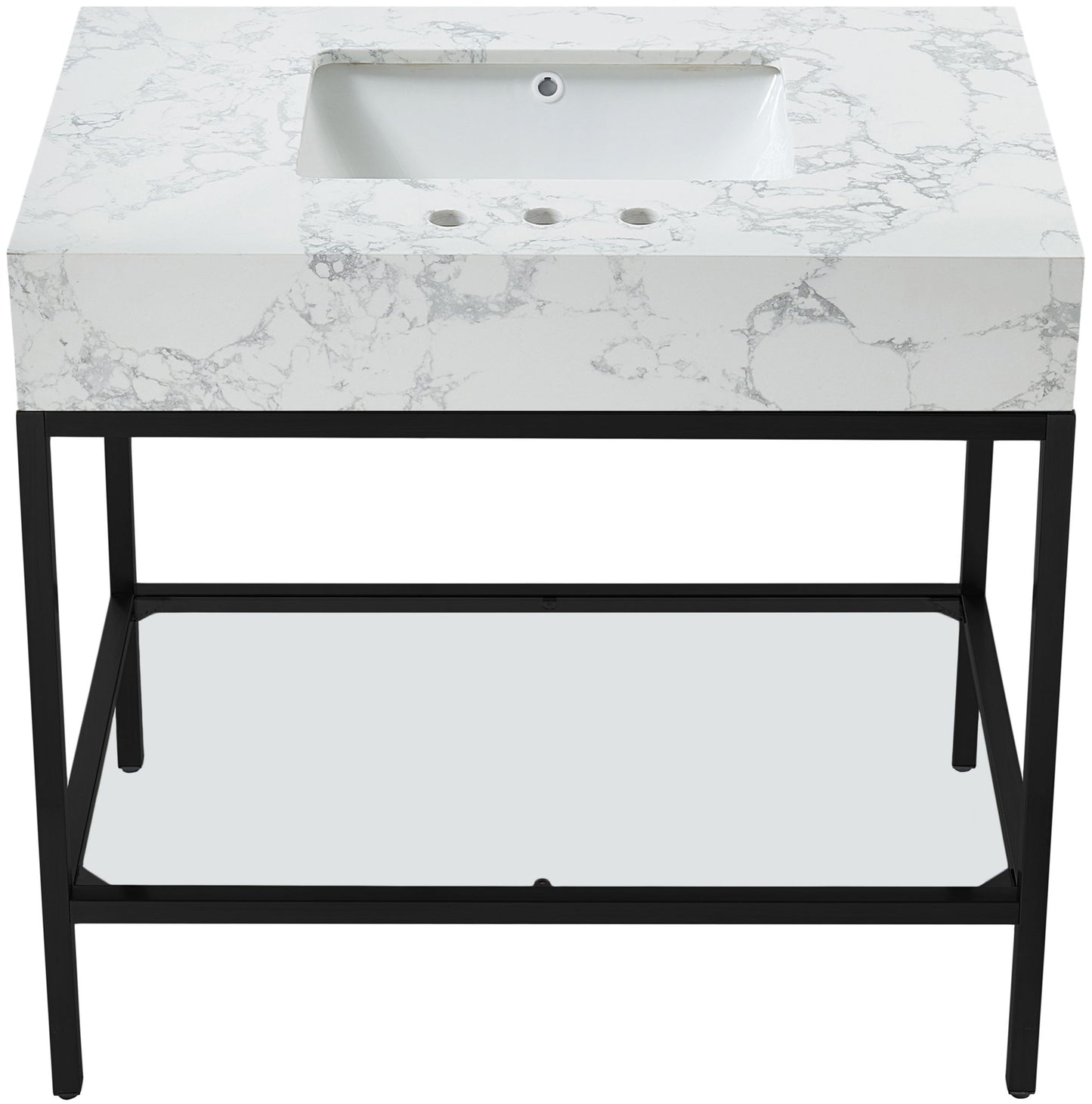 Marmo - Engineered Marble Bathroom Vanity With Black Base
