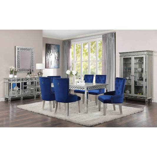 Varian - Dining Table (90"L) - Mirrored & Antique Platinum