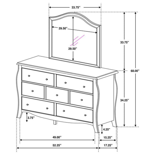 Dominique - 7-Drawer Dresser With Mirror - Cream White