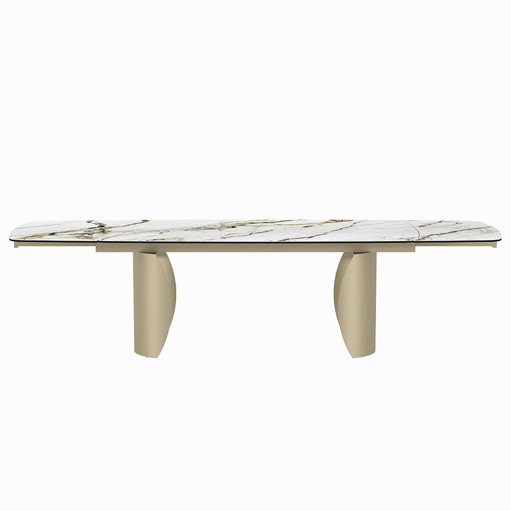 Cora - Dining Table - Ceramic Top & Golden Champange Finish