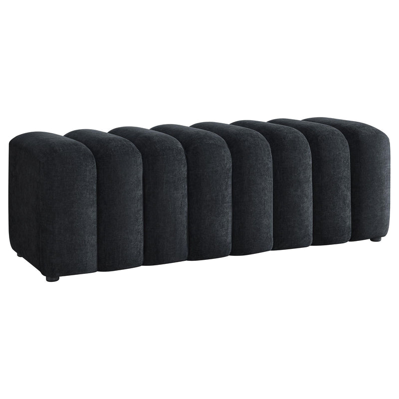 Summer Chenille Upholstered Channel Accent Bench Black