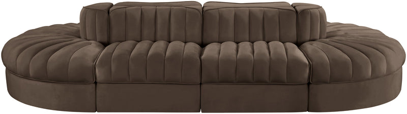 Rummi - Oval Velvet Performance Fabric Upholstered 8 Piece Modular Sectional