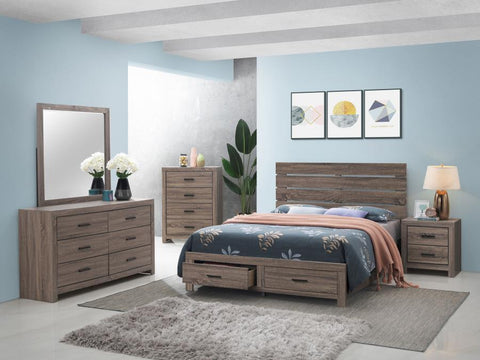 Dark Brown / 4 Pc. Bed, Dresser, Mirror, Nightstand / King