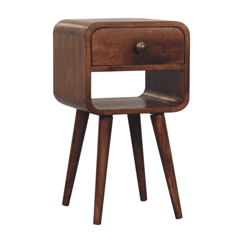 Mini California Curved Nightstand Wth Lower Slot