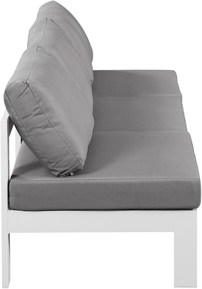 Nizuc - Outdoor Patio 3 Seat Armless Modular Sofa With White Frame