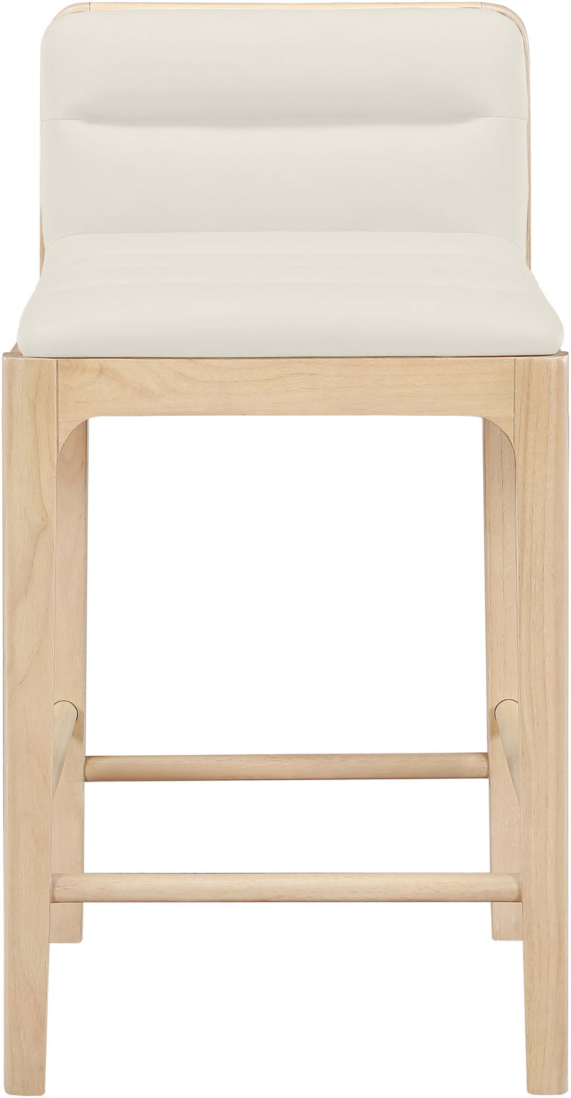 Ellis - Vegan Leather Upholstered Counter Stool (Set of 2) - Natural Base