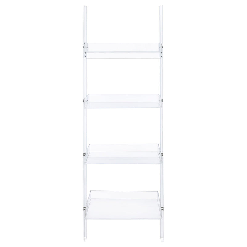 Amaturo 72-inch 4-shelf Acrylic Ladder Bookshelf Clear