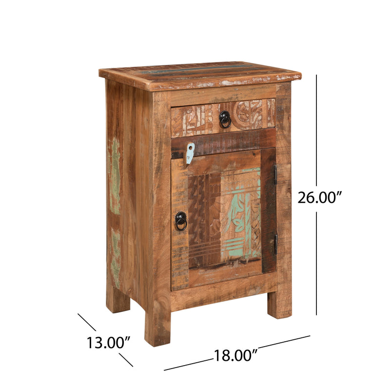 Carved Side Table - Natural