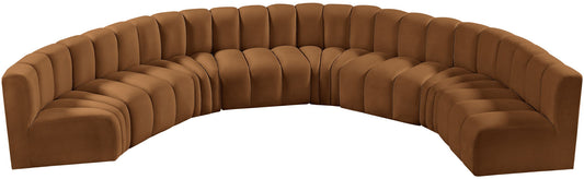 Arc - Velvet 8 Piece U-Shaped Modular Sofa - Saddle
