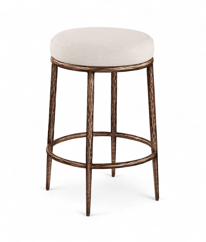Ferro - Upholstered Backless Counter Stool With Brushed Bronze Base