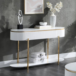 Daveigh - Sofa Table - White High & Gold