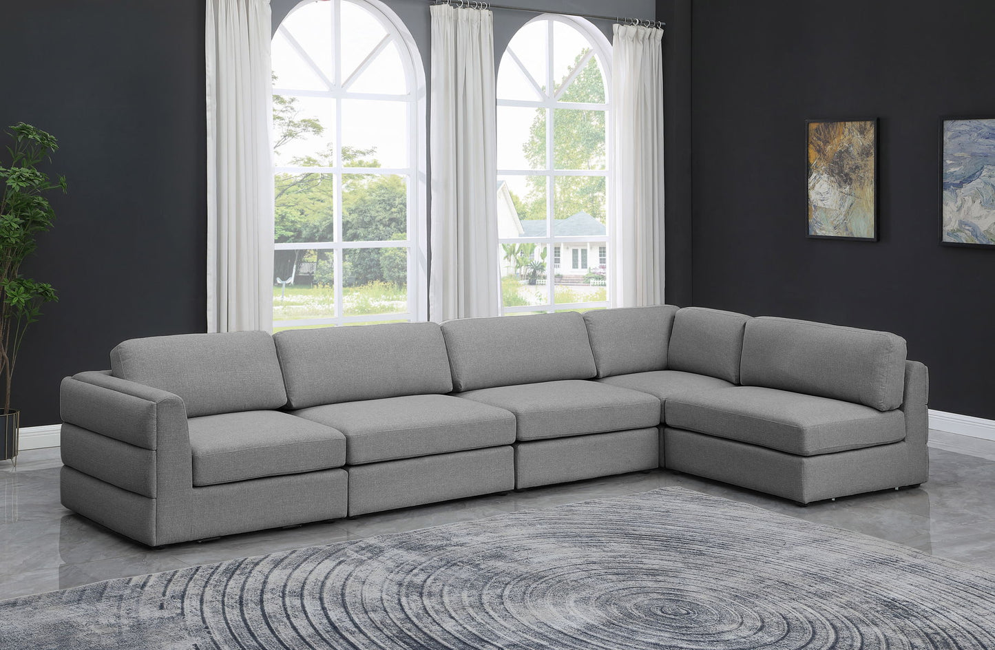 Beckham - Modular Sectional 5 Piece - Gray - Fabric