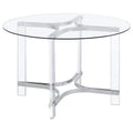 Keeling - Round Glass Top Acrylic Dining Table - Chrome