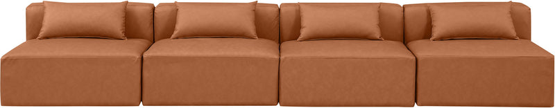 Cube - Modular 4 Piece Armless Sofa - Cognac