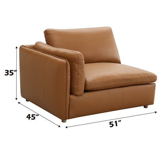 Brighton - Modular Left Facing Arm Chair - Brown Top Grain Leather
