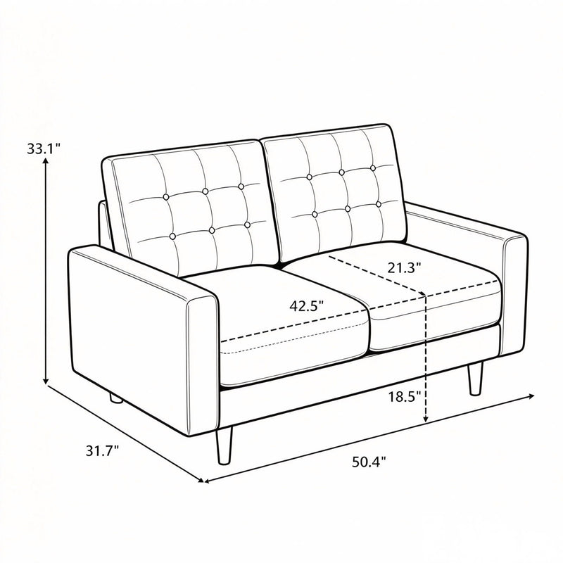 Loveseat Sofa, Tufted Back Upholstered 2 Seat Couch