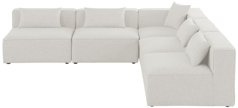 Cube - Linen 5 Piece Modular Corner Armless Sectional