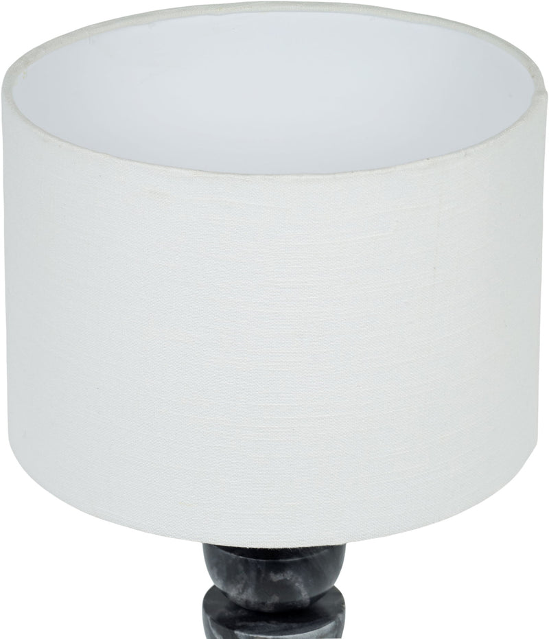 Opus - Genuine Marble, Linen Textured Fabric And Brass Table Lamp