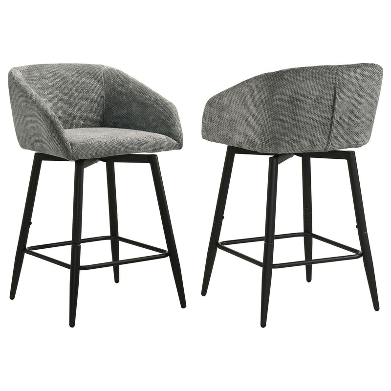 Rainer Fabric Upholstered Swivel Counter Height Chair Charcoal (Set of 2)