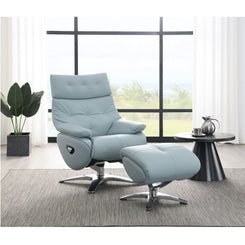 Janella - Motion Accent Chair With Swivel & Ottoman - Babyblue