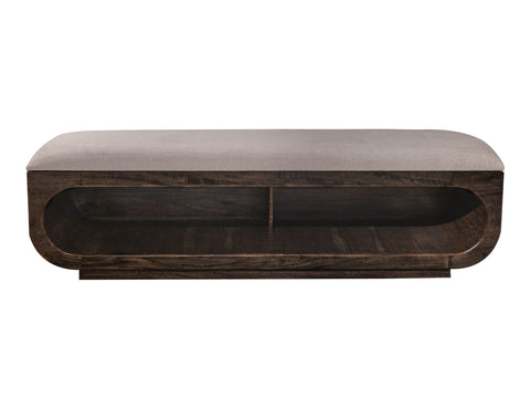 Balam - Wooden Bench With Fabric Cushioned Seat - Oil Black