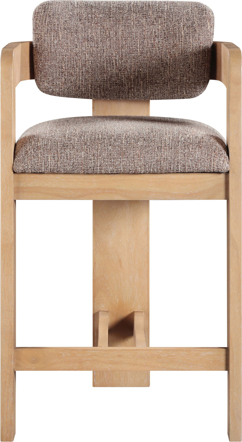 Sacha - Linen Stool With Natural Base