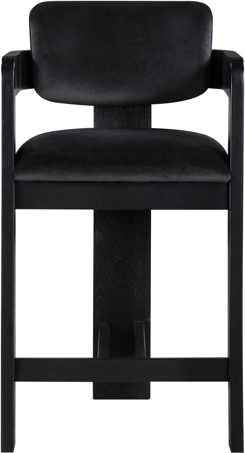 Sacha - Velvet Stool With Black Base