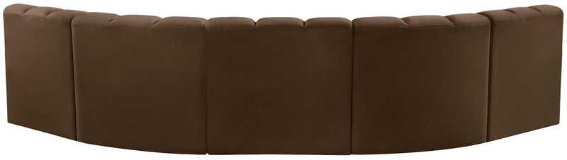 Arc - Velvet 5 Piece U-Shaped Modular Sofa
