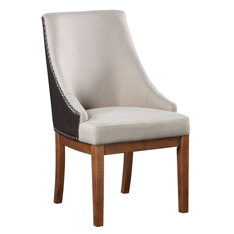 Gilsea - Fabric & Synthetic Leather Side Chair (Set of 2) - Beige & Brown Finish