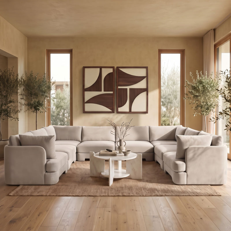 Hammond - Velvet Performance Fabric Upholstered 8 Piece U-Shaped Sectional