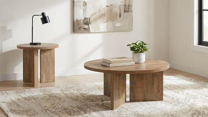 Aragon 2-Piece Round Coffee and End Table Set Mango