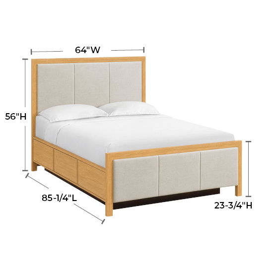 Bailey - Queen Upholstered Panel Storage Bed - Natural / Taupe