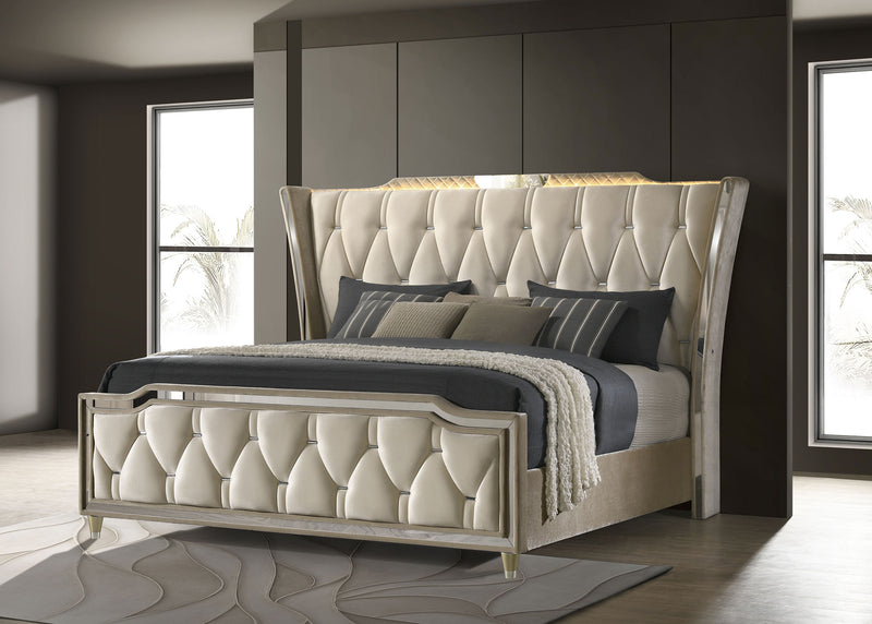 Lorient Wingback Bed with LED Lighting