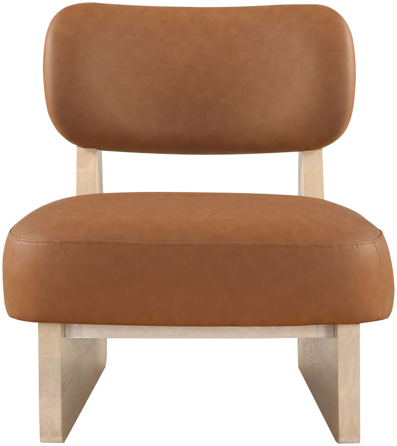 Vetra - Vegan Leather Upholstered Accent Chair With Natural Base