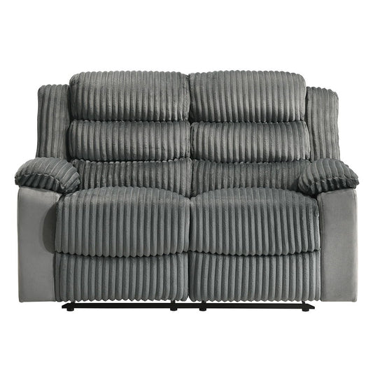 Lesley - Motion Loveseat - Gray Corduroy & Velvet